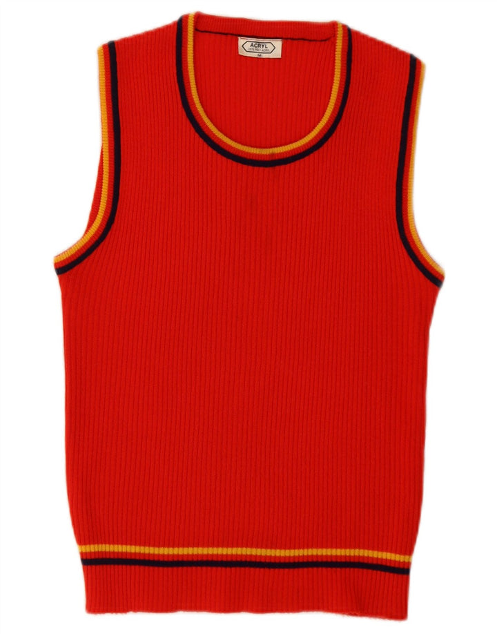 Vintage γυναικείο γιλέκο Tank Top UK 12 Medium Red Polyacrylic