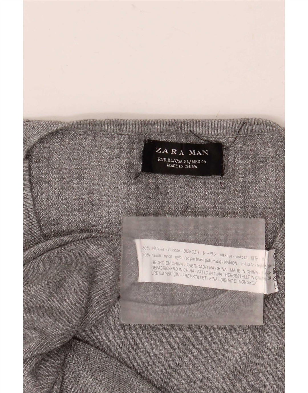Ανδρικό πουλόβερ Zara με λαιμόκοψη XL γκρι βισκόζη