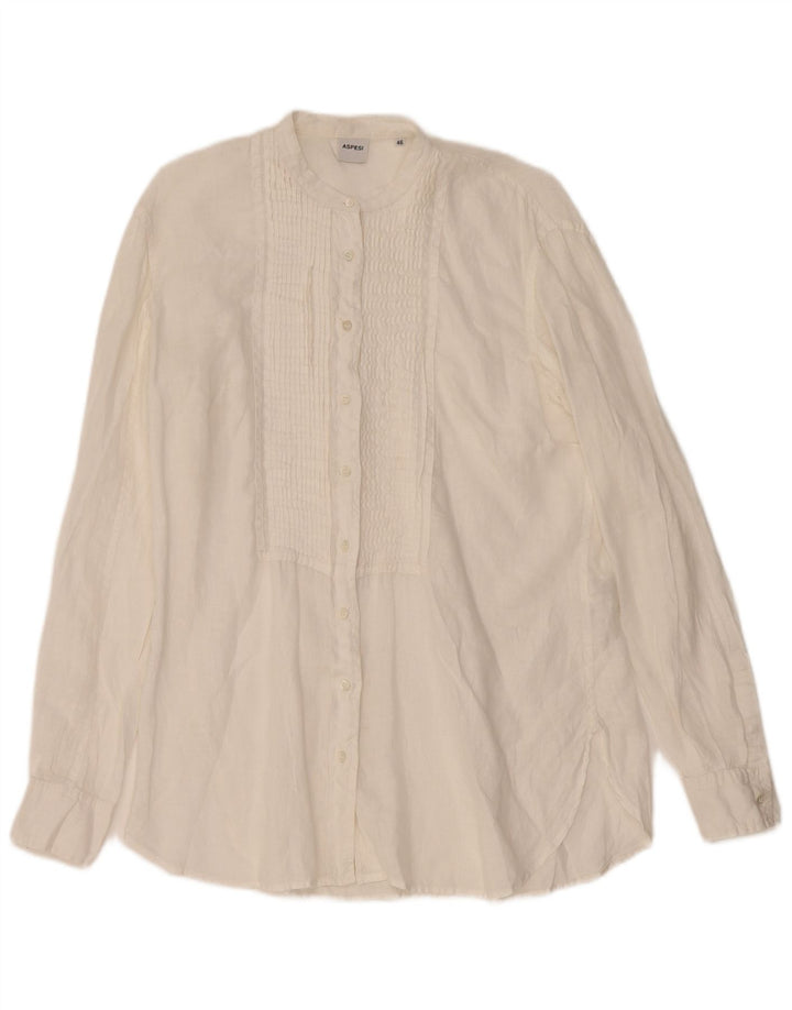 Aspesi Γυναικείο Σμόκιν Πουκάμισο IT 46 Μεγάλο Λευκό Λινό