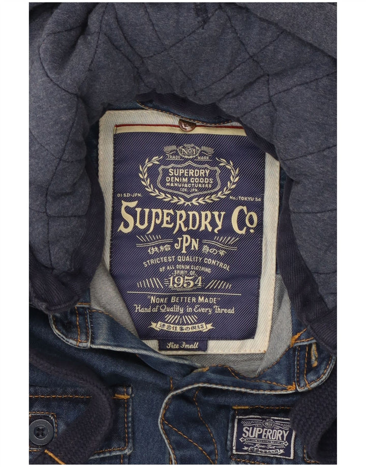 Ανδρικό τζιν πουκάμισο με κουκούλα Superdry, μικρό μπλε βαμβακερό