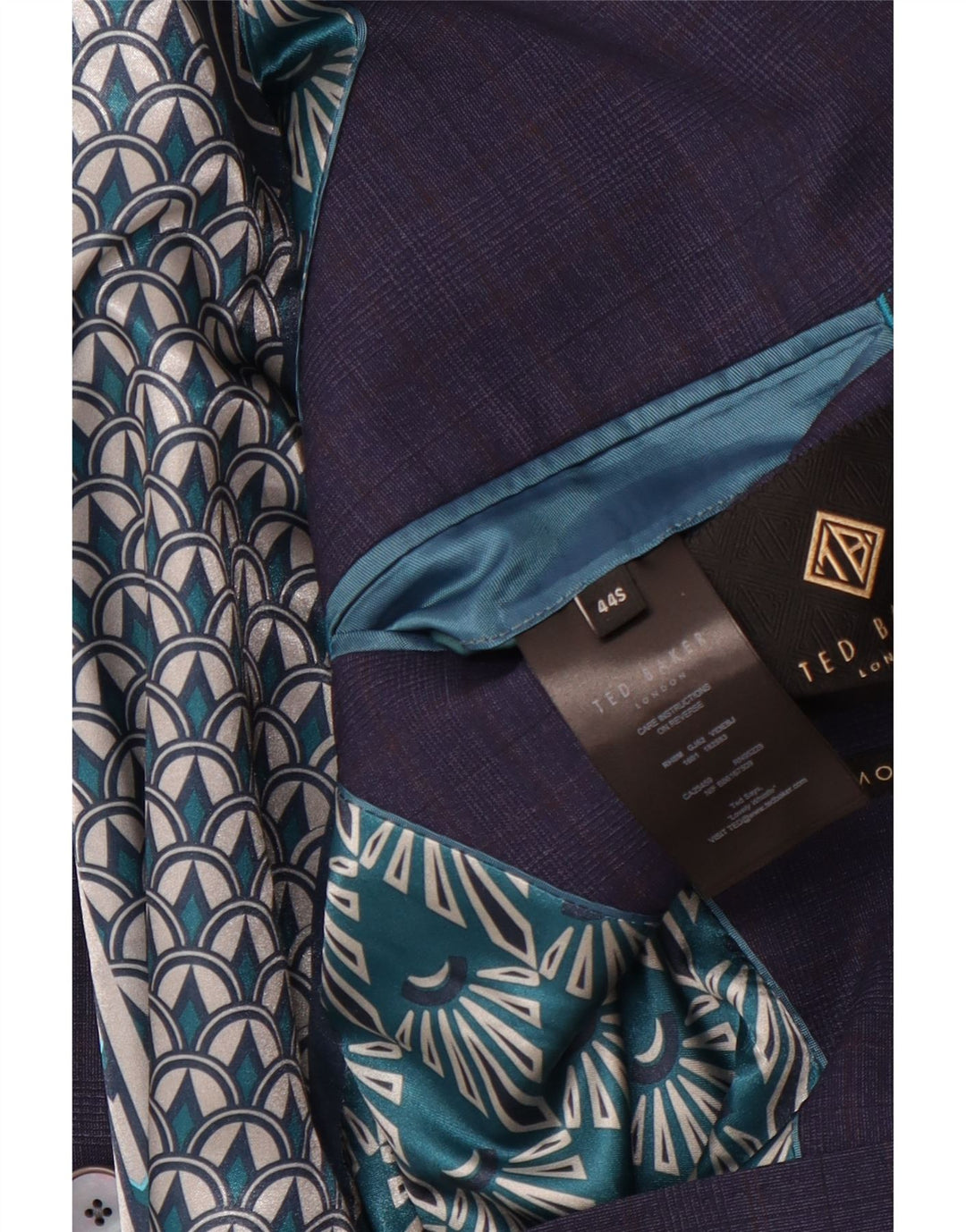 TED BAKER Ανδρικό μπουφάν σακάκι με 2 κουμπιά UK 44 2XL Navy Blue Check Wool