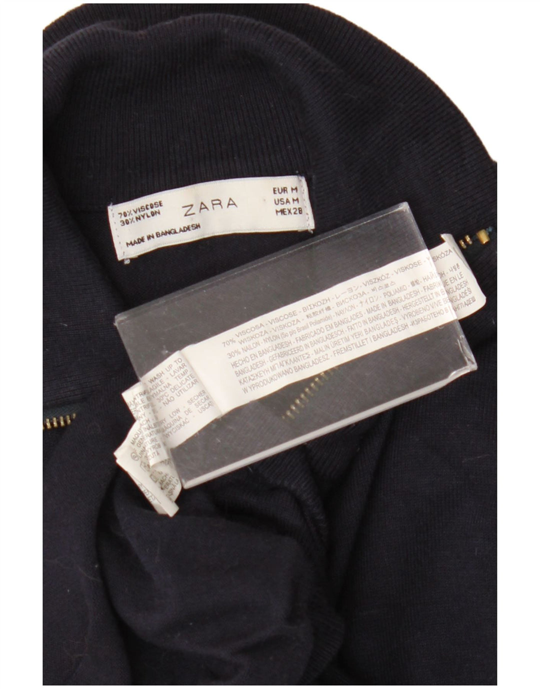 Zara γυναικείο πουλόβερ με φερμουάρ UK 12 μεσαίο μπλε βισκόζη