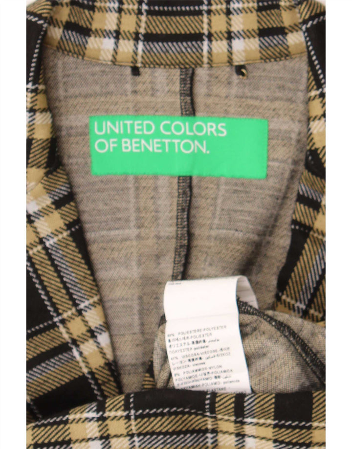 Benetton Γυναικείο μπουφάν σακάκι με 1 κουμπί UK 10 Small Black Check Polyester