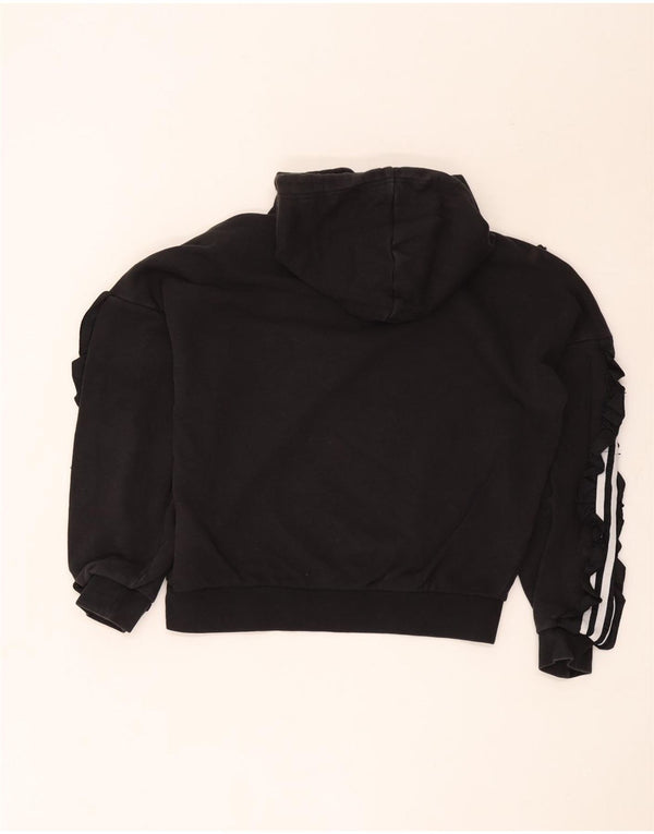 Adidas Womens Relaxed Fit Hoodie Jumper UK 6 XS Μαύρο βαμβακερό