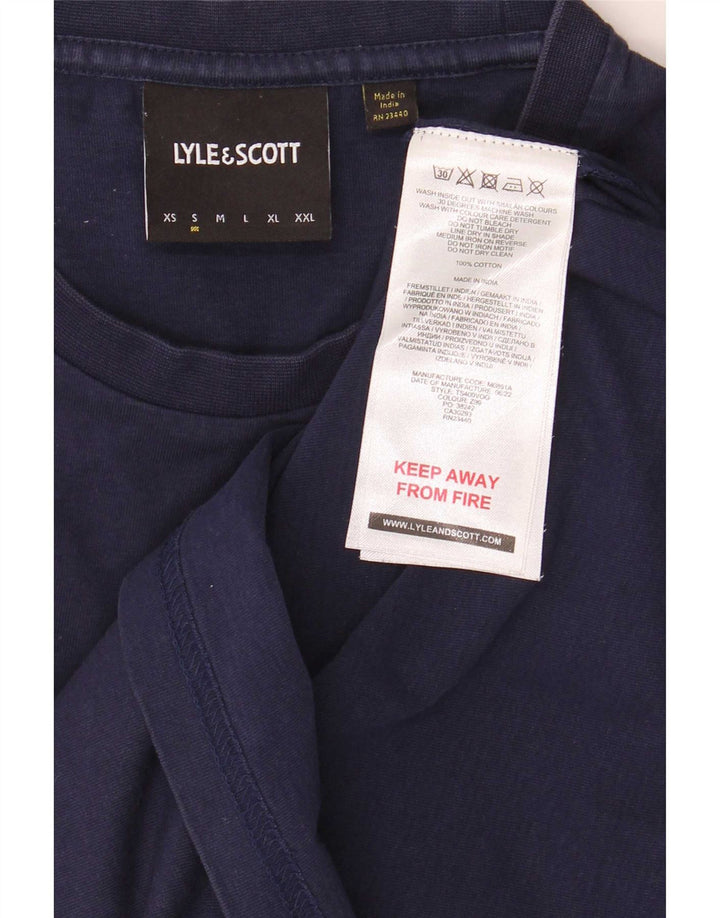 Ανδρικό T-Shirt Lyle & Scott Top Small Navy Blue Cotton