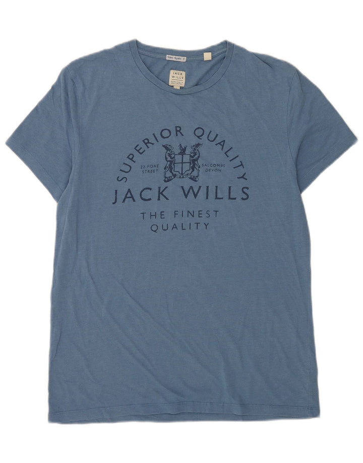Jack Wills Ανδρικό γραφικό μπλουζάκι μπλουζάκι από μικρό μπλε βαμβακερό