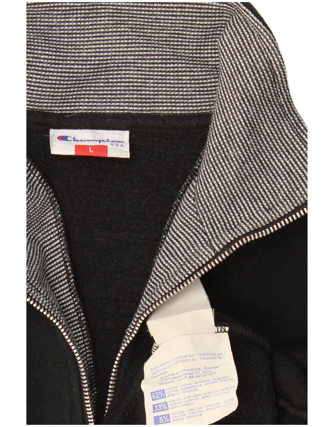 Ανδρικό φούτερ CHAMPION με φερμουάρ, μαύρο βαμβακερό