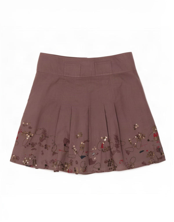 Max&Co. Γυναικεία Μίνι Πλισέ Φούστα UK 10 Small W27 Μωβ φλοράλ βαμβακερή