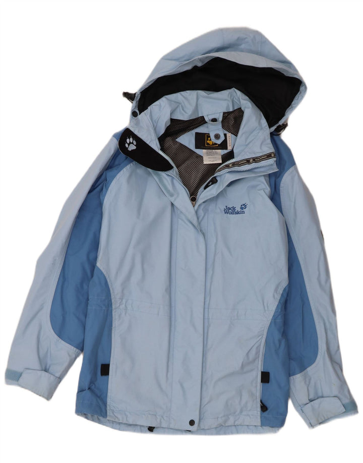 Jack Wolfskin Γυναικείο μπουφάν βροχής με κουκούλα UK 12 Medium Blue Polyamide