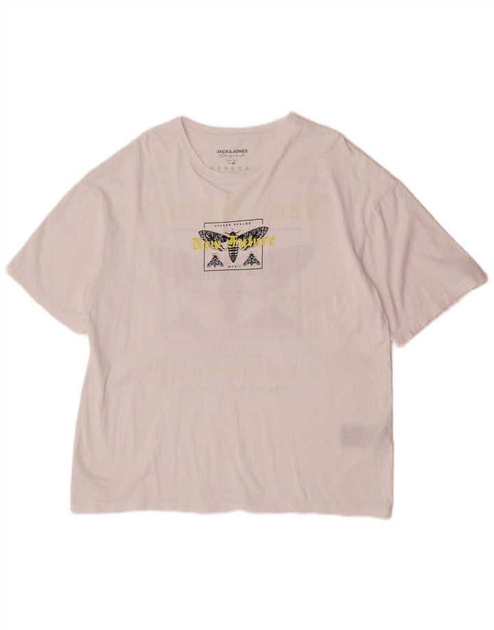 Jack & Jones Ανδρικό γραφικό μπλουζάκι Μπλουζάκι, μεσαίο λευκό βαμβακερό