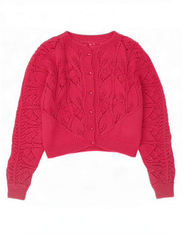 Vintage Γυναικείο Crop Cardigan πουλόβερ UK 14 Large Pink