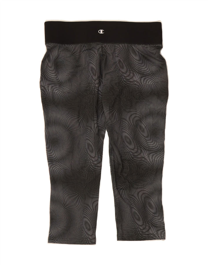 CHAMPION Womens Graphic Capri Leggings UK 12 Medium  Black Spotted Vintage Champion and Second-Hand Champion from Messina Hembry 