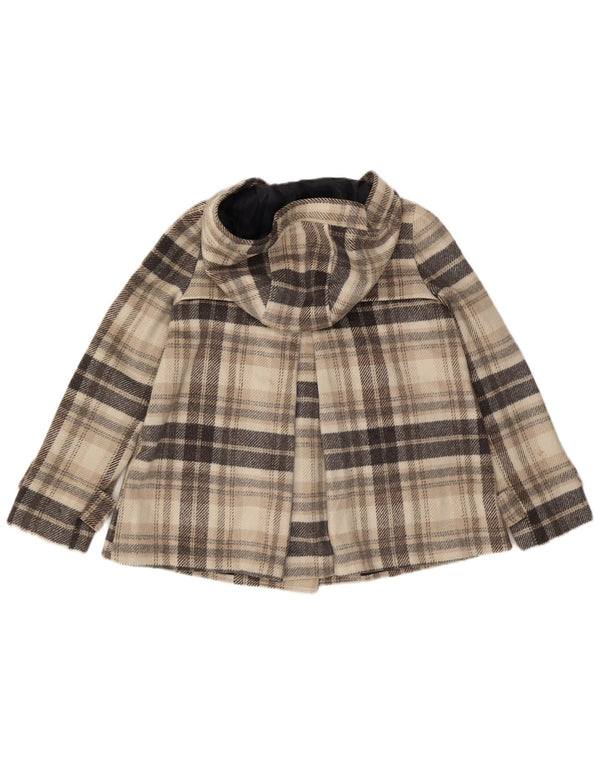 Zara Γυναικείο παλτό μπιζελιού με κουκούλα UK 14 Medium Grey Check Polyester