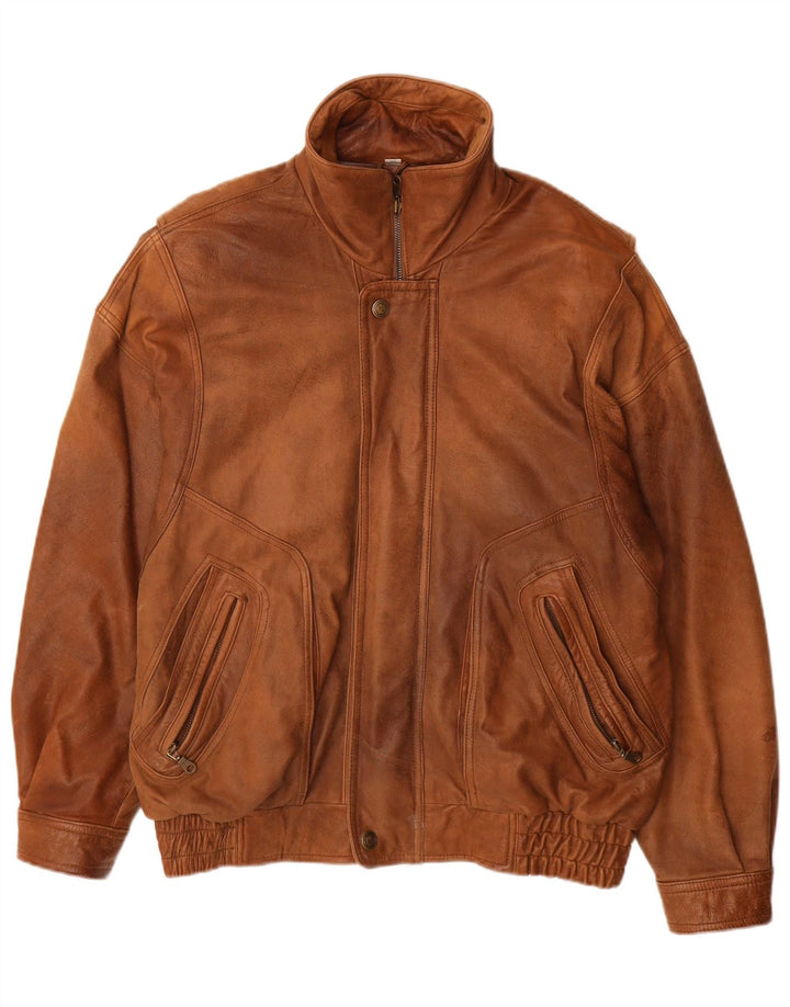 CARLO COMBERTI Ανδρικό Δερμάτινο Μπουφάν IT 48 Δερμάτινο Μεσαίο Καφέ