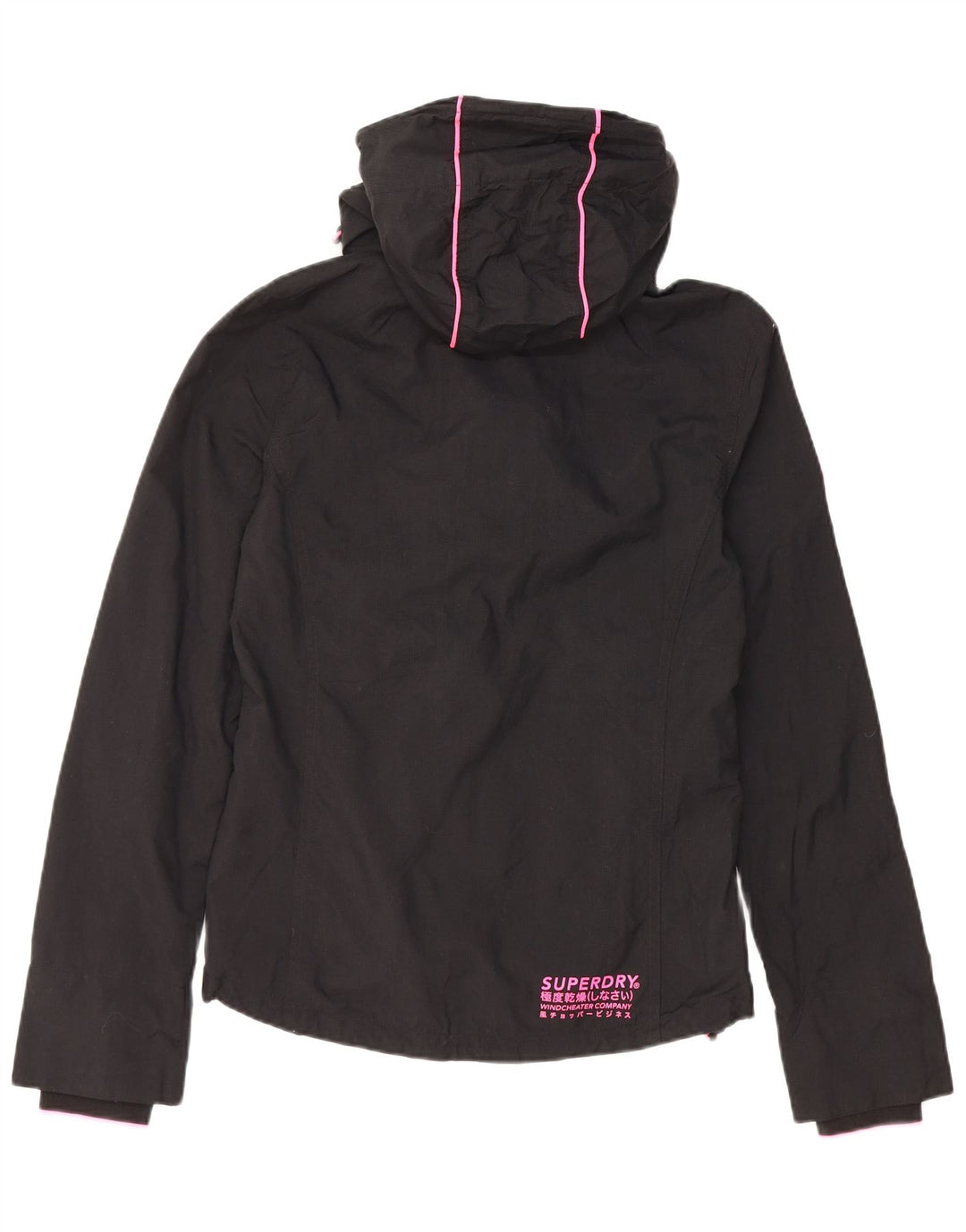 Γυναικείο μπουφάν βροχής με κουκούλα SUPERDRY UK 10 Small Black Nylon