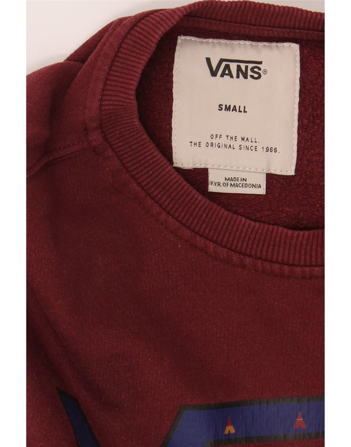 VANS Mens Graphic Sweatshirt Jumper Small Burgundy Cotton Vintage Vans and Second-Hand Vans from Messina Hembry 