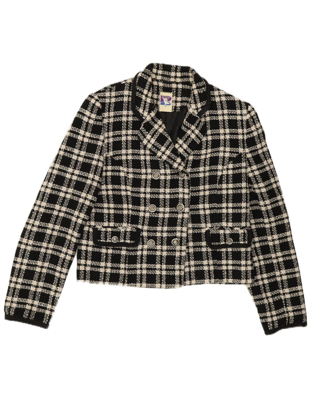 Yessica Γυναικείο Μπουφάν σακάκι με διπλό στήθος EU 40 μεσαίο μαύρο καρό μαλλί