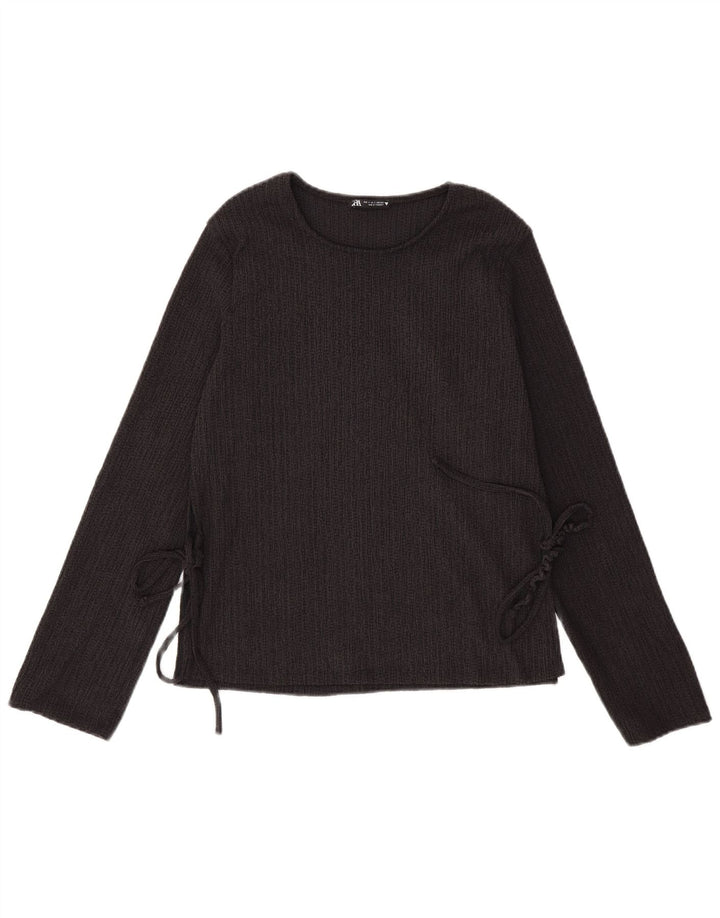 Zara Γυναικείο τοπ μακρυμάνικο UK 10 Small Black Polyester