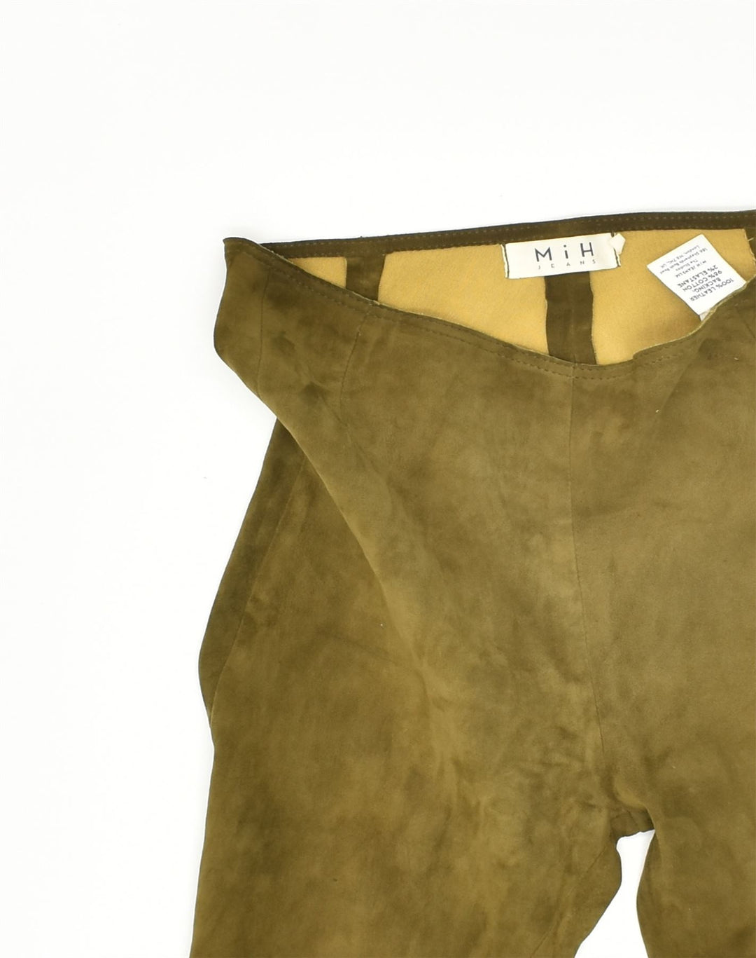 MIH Womens Skinny Leather Casual Trousers W26 L29 Khaki Leather | Vintage MiH | Thrift | Second-Hand MiH | Used Clothing | Messina Hembry 