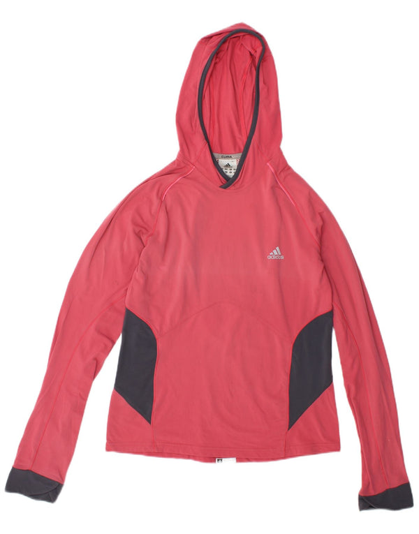 Adidas Γυναικείο Hoodie Jumper UK 12 Medium Pink Colourblock Nylon