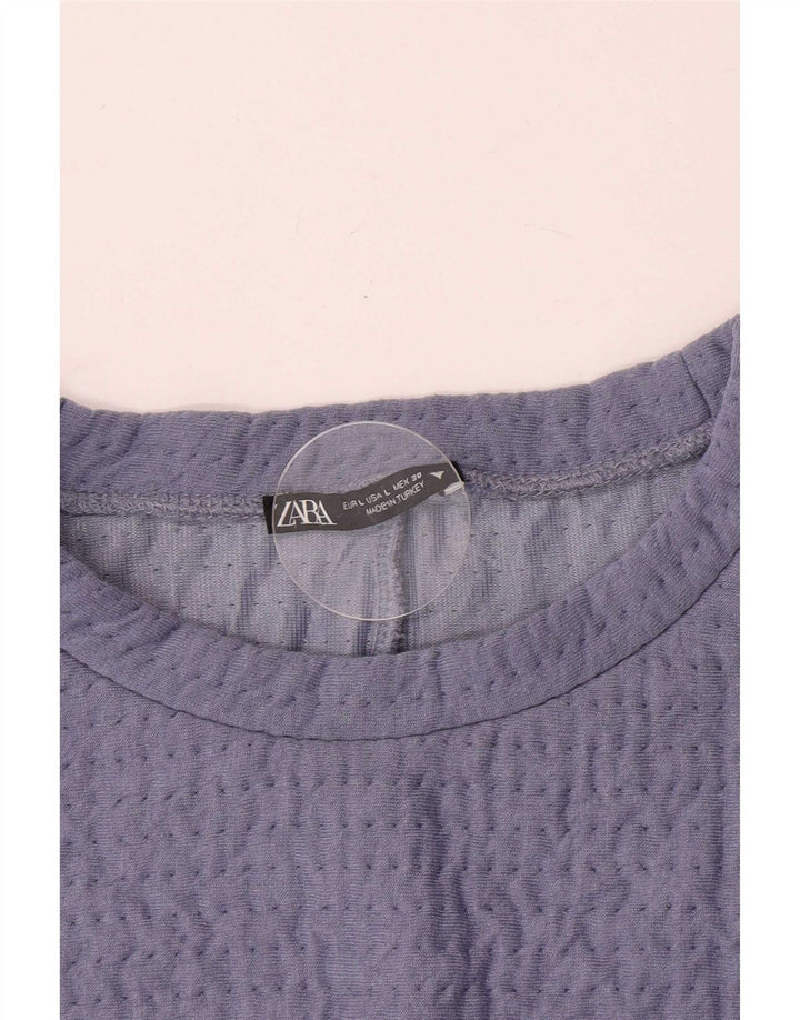 Zara Γυναικεία Μπλούζα Crop Top UK 14 Large Purple