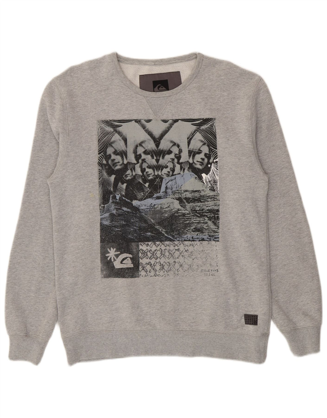 Ανδρικό γραφικό φούτερ Quiksilver Jumper μεγάλο γκρι βαμβακερό