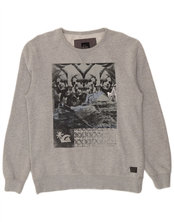 Ανδρικό γραφικό φούτερ Quiksilver Jumper μεγάλο γκρι βαμβακερό
