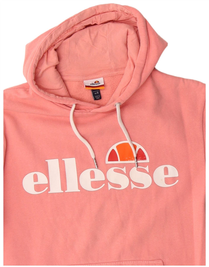 ELLESSE Γυναικείο Γραφικό Hoodie Jumper UK 6 XS Ροζ Βαμβακερό