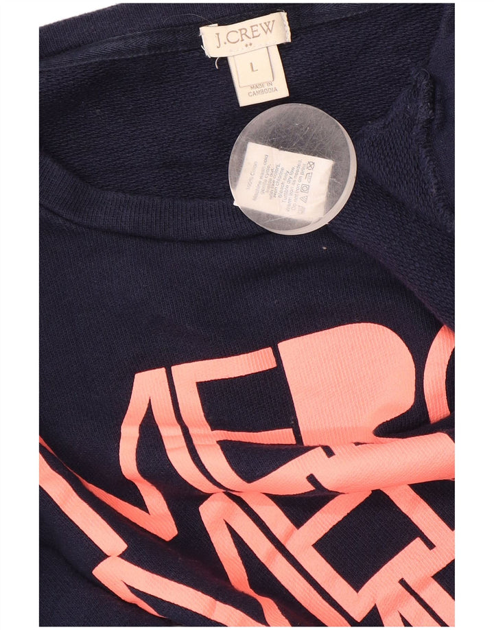 Γυναικείο γραφικό φούτερ J. CREW Jumper UK 16 Large Navy Blue Cotton