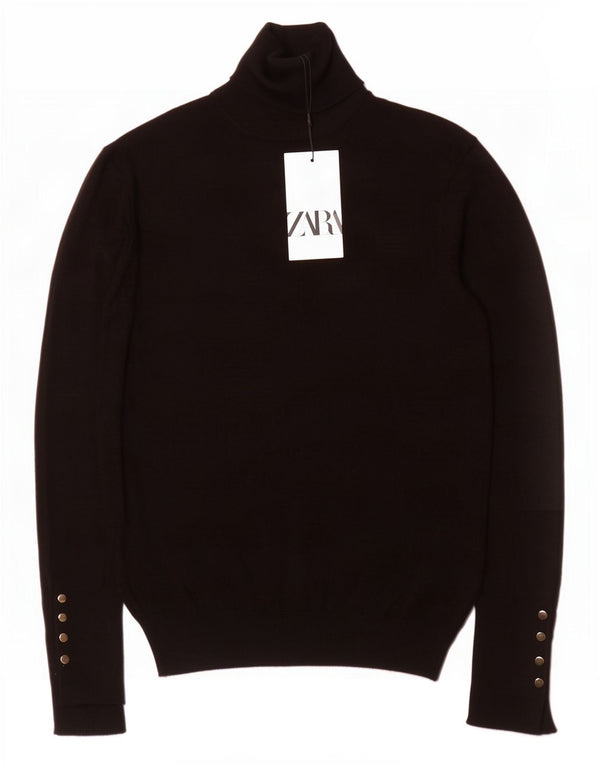Zara Γυναικείο πουλόβερ με ρολό λαιμόκοψη UK 18 XL μαύρη βισκόζη