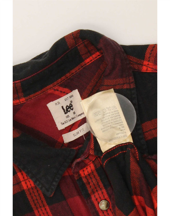 Ανδρικό φανελένιο πουκάμισο Western Slim Fit, μεσαίο κόκκινο βαμβακερό