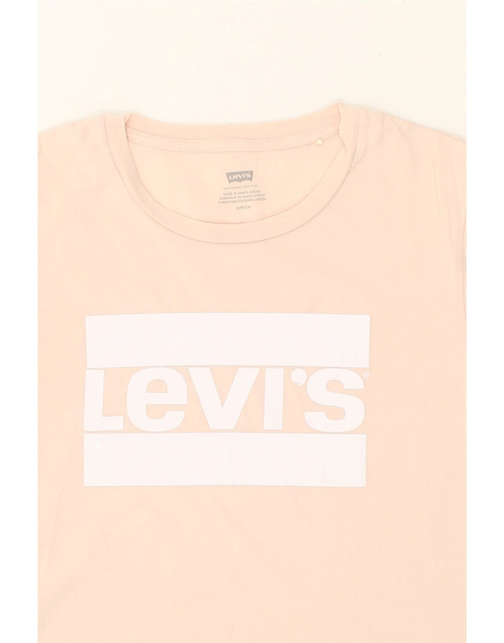 LEVI'S Womens Graphic T-Shirt Top UK 10 Small Beige Cotton | Vintage Levi's | Thrift | Second-Hand Levi's | Used Clothing | Messina Hembry 