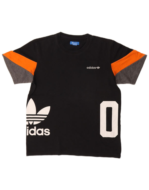 Ανδρικό γραφικό T-Shirt Adidas Top Large Black Colourblock Βαμβακερό