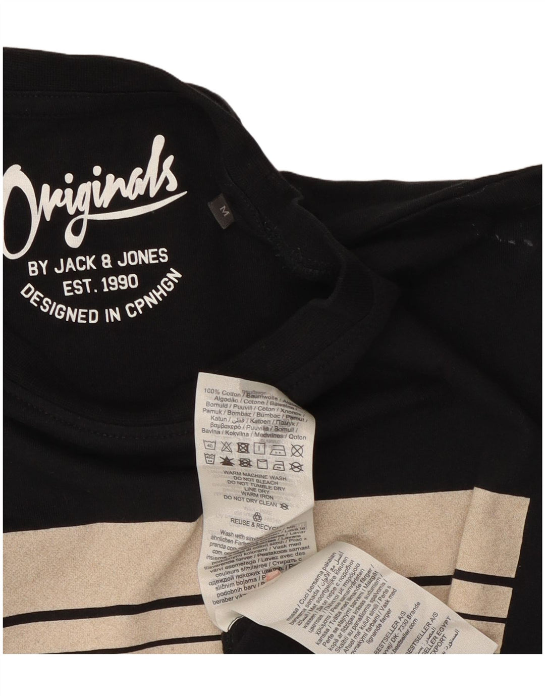 Jack & Jones Ανδρικό γραφικό T-Shirt Top Μεσαίο μαύρο βαμβακερό