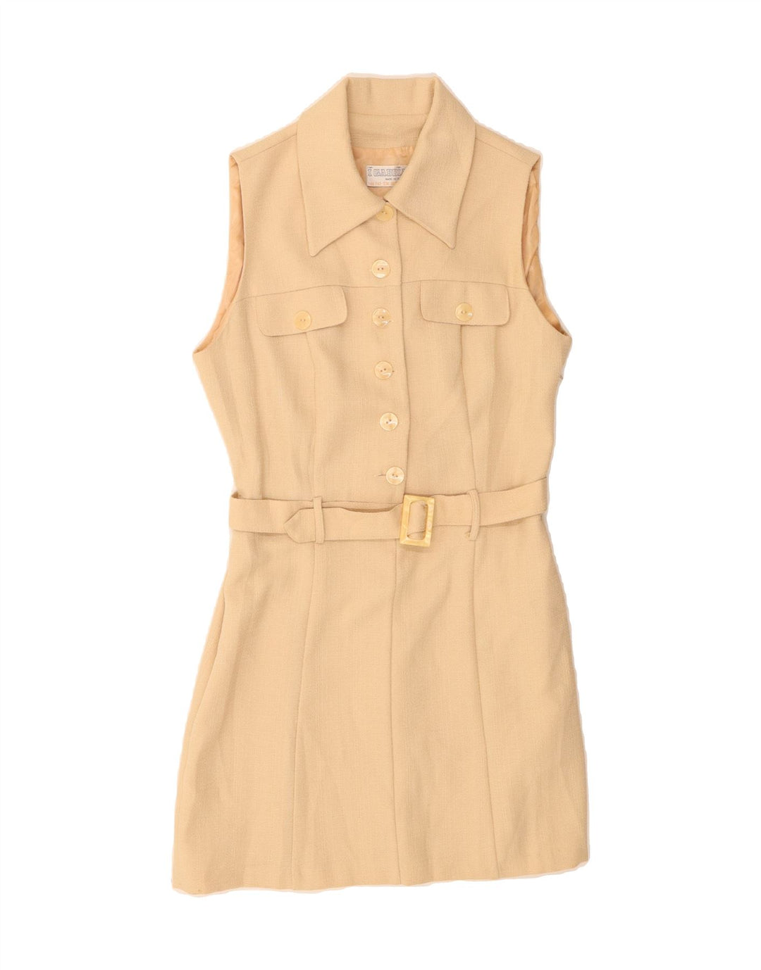 I GABBIANI Womens Sleeveless Sheath Dress IT 44 Medium Beige Polyester Vintage I Gabbiani and Second-Hand I Gabbiani from Messina Hembry 