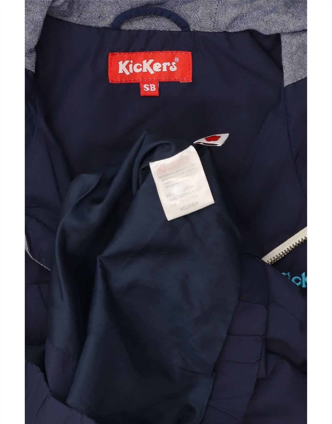 Kickers Boys Hooded Windbreaker Jacket 7-8 Years Small Navy Blue Nylon