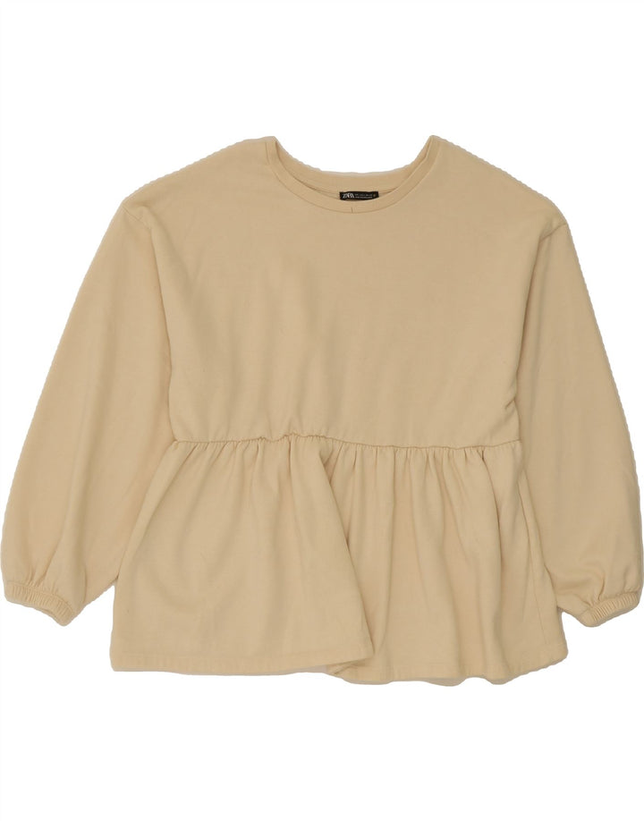 ZARA Womens Sweatshirt Jumper UK 16 Large Beige Cotton Vintage Zara and Second-Hand Zara from Messina Hembry 