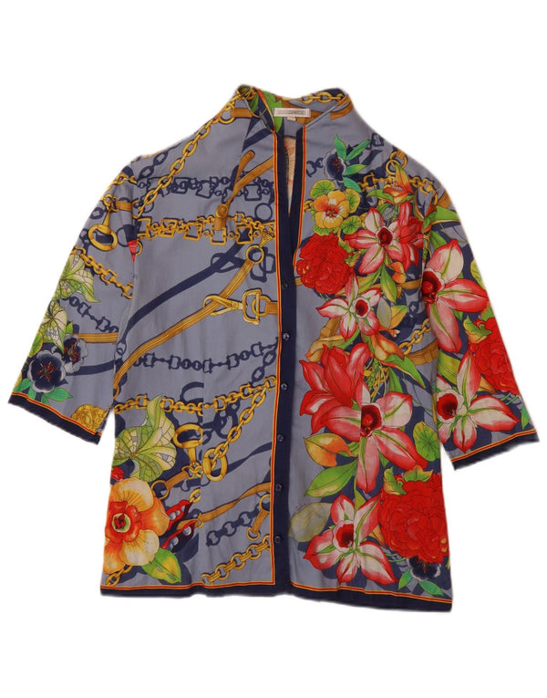 NARACAMICIE Womens Graphic 3/4 Sleeve Shirt Blouse UK 16 Large Blue Floral