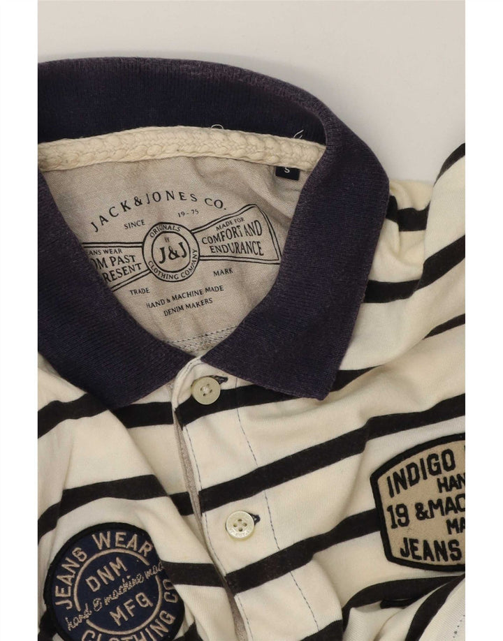 Jack & Jones Ανδρικό γραφικό μπλουζάκι πόλο, μικρό λευκό ριγέ