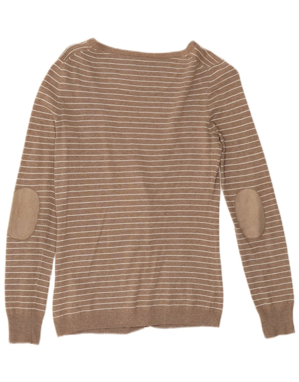 Massimo Dutti Γυναικείο πουλόβερ ζακέτα UK 10 Small Beige ριγέ βαμβακερό