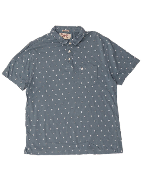 Ανδρικό Penguin Heritage Slim Fit Polo πουκάμισο XL Βαμβακερό με μπλε στίγματα