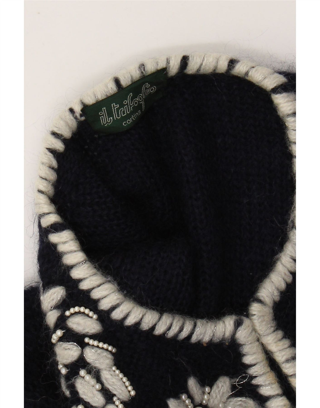 VINTAGE Γυναικείο μανίκι 1/2 Bolero Jumper UK 16 Large Navy Blue Floral