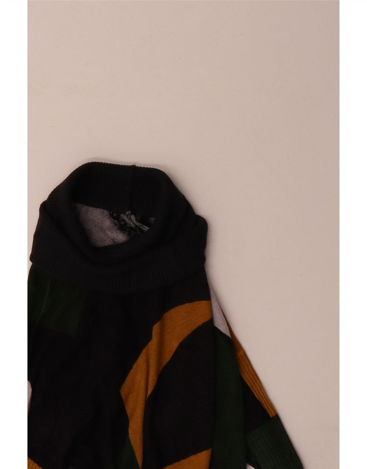 Desigual γυναικείο πουλόβερ με ρολό λαιμόκοψη UK 10 Small Green Geometric