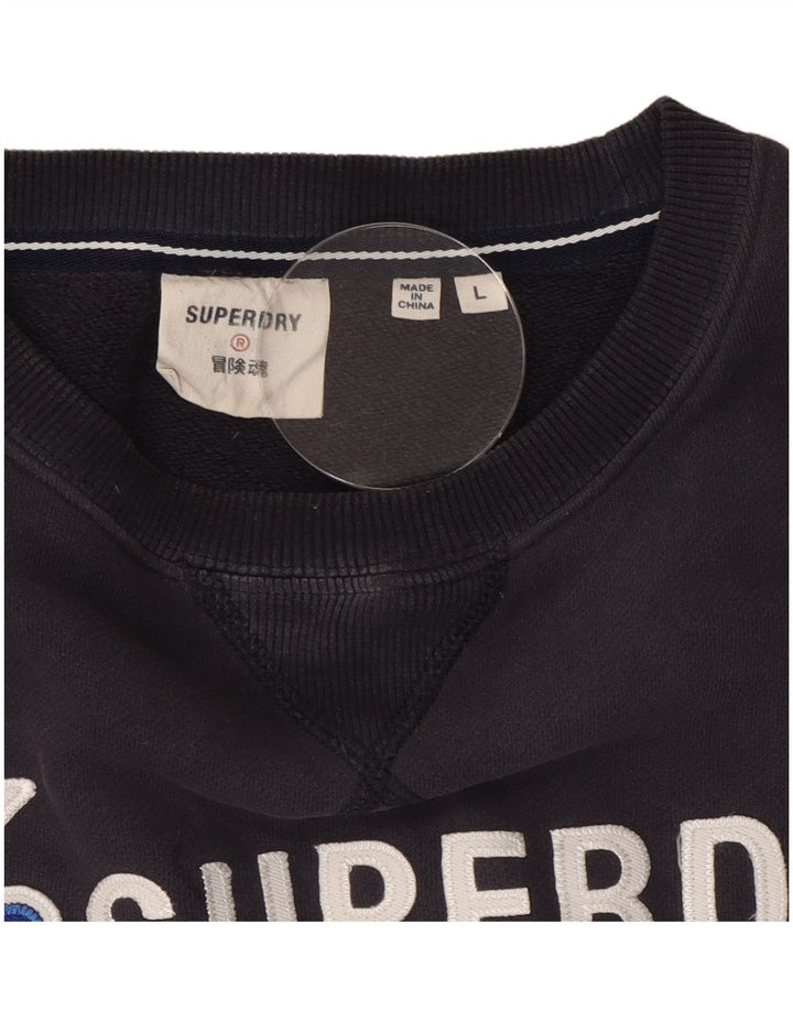 Ανδρικό γραφικό φούτερ Superdry Jumper Large Navy Blue από βαμβάκι