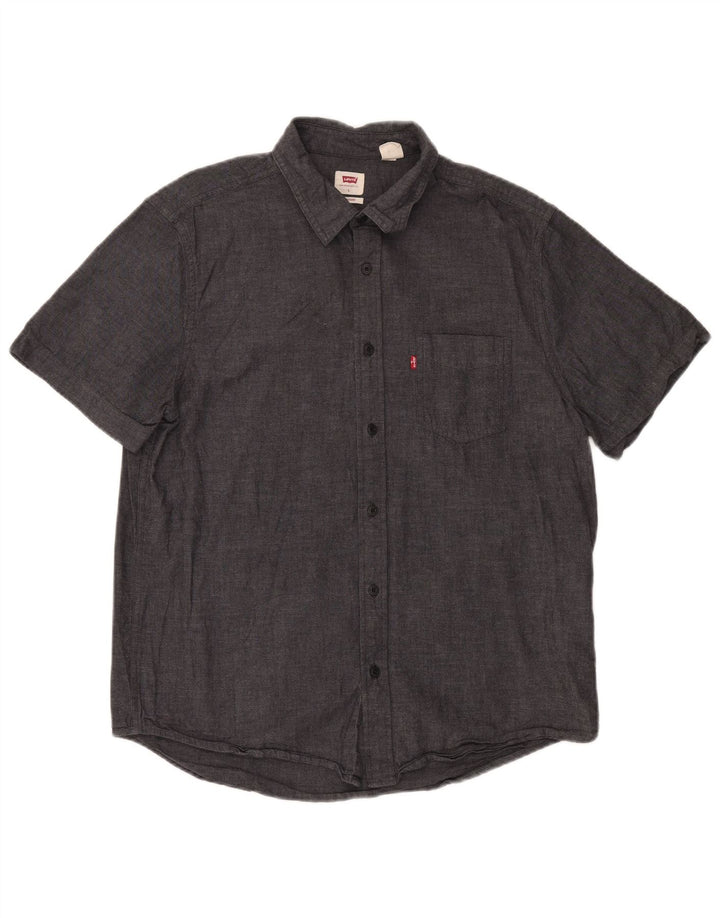 Ανδρικό κοντομάνικο πουκάμισο LEVI'S Standard Fit μεγάλο γκρι βαμβακερό