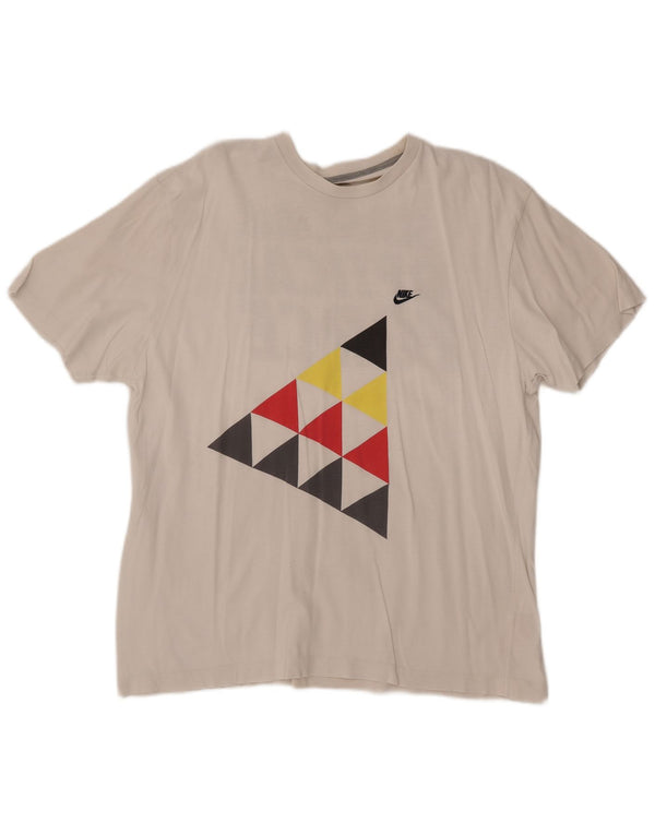 Ανδρικό γραφικό μπλουζάκι NIKE Top UK 45/47 XL Λευκό βαμβακερό