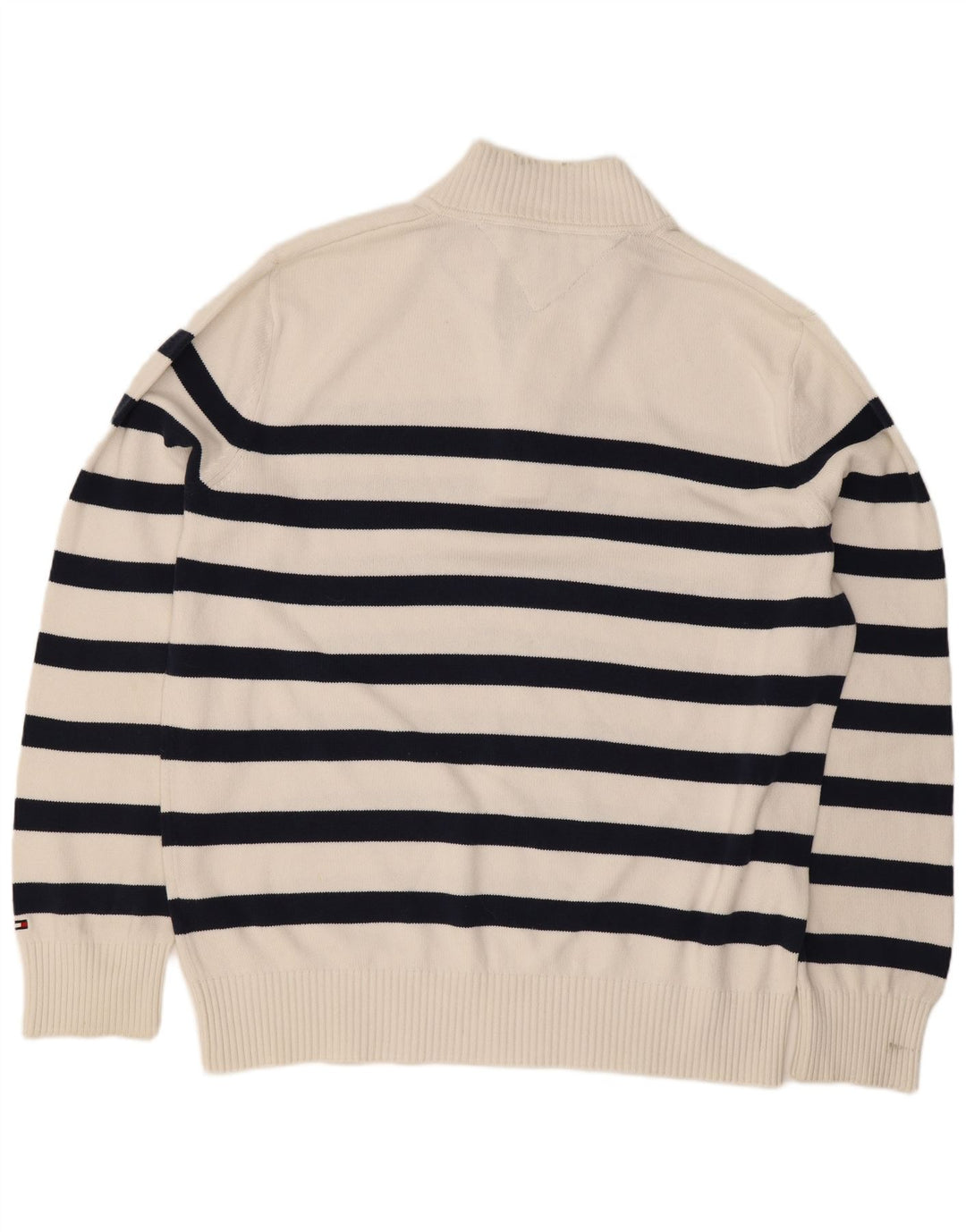 Ανδρικό πουλόβερ με λαιμόκοψη με κουμπιά Tommy Hilfiger Μεγάλο λευκό ριγέ