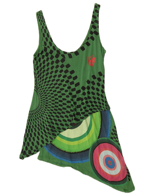 Γυναικείο γραφικό ασύμμετρο φόρεμα Desigual UK 8 Small Green Geometric