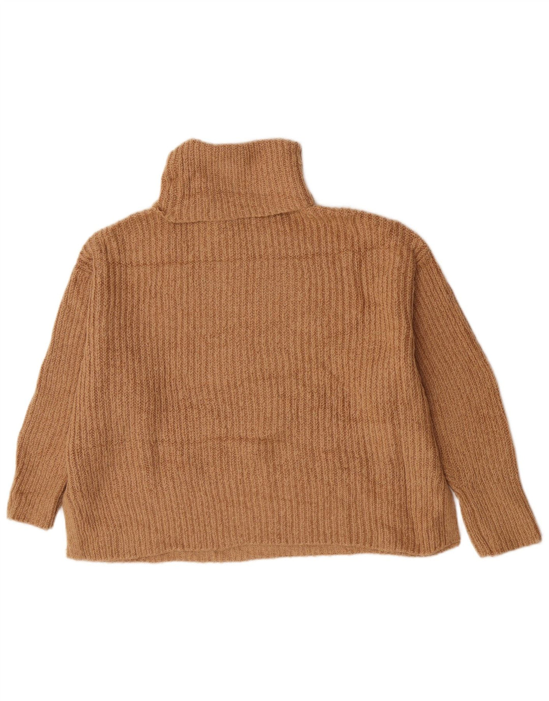 Zara γυναικείο πουλόβερ με ρολό λαιμόκοψη UK 10 Small ακρυλικό μπεζ