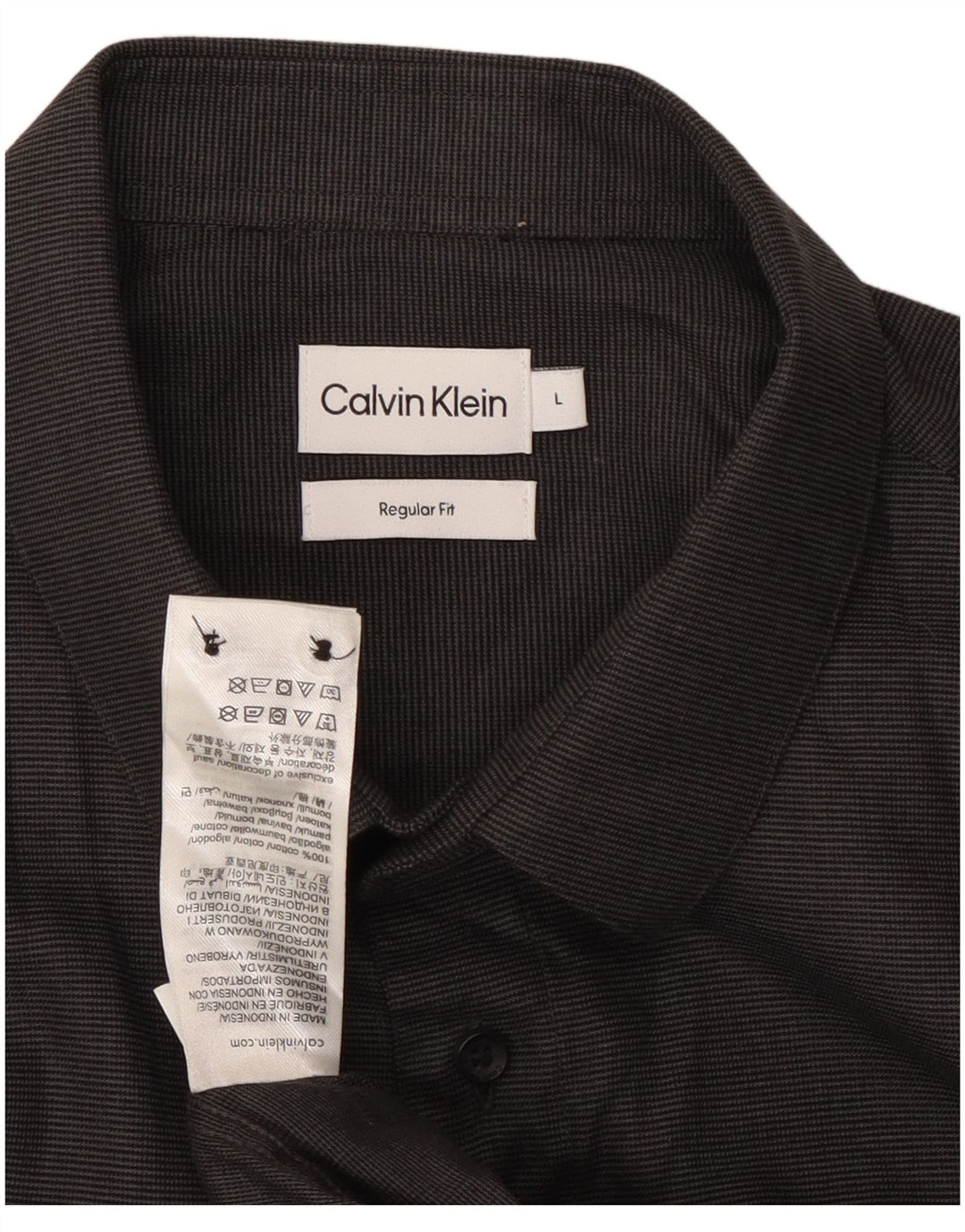 Calvin Klein Ανδρικό πουκάμισο κανονικής εφαρμογής, μεγάλο μαύρο βαμβακερό ρίγες